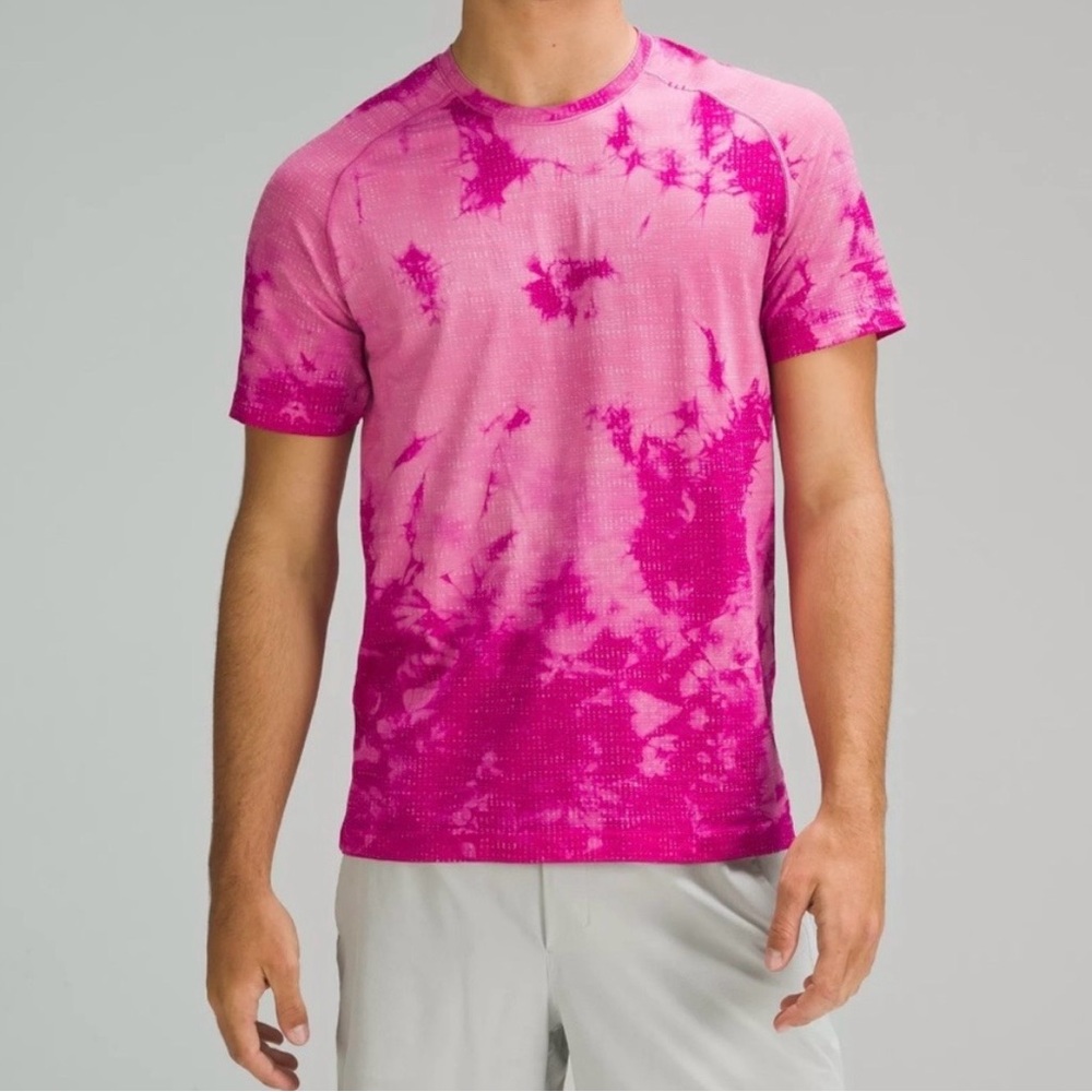 Men’s Lululemon Metal Vent Tech Short Sleeve Shirt 2.0 Marble Dye Pink size XL